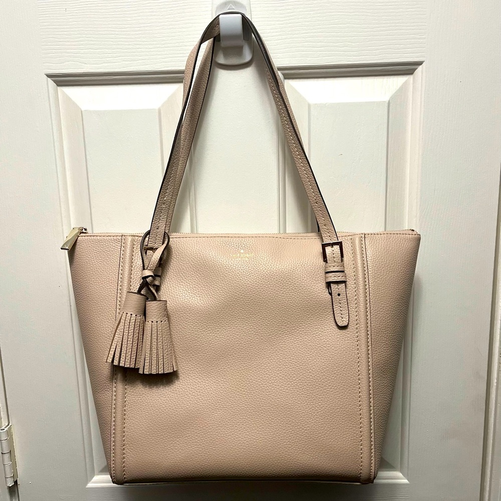 NWT Kate Spade pebbled leather “warm beige” tote